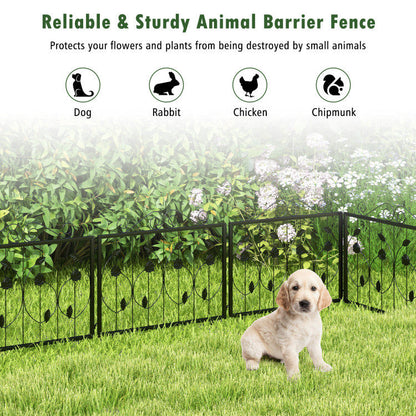 Decorative Garden Fence with 8 Panels Animal Barrier