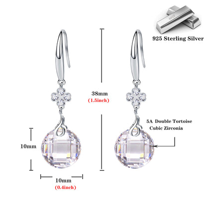 Emma Manor 925 Sterling Silver 10mm 5A Turtle Shell Texture Cut CZ Dangle Earring for Women