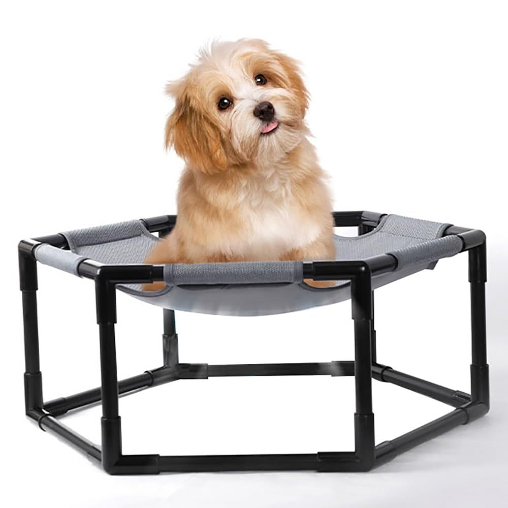 Elevated Dog Bed for Small Dogs, Raised Cooling Pet Cot with Breathable Mesh for Indoor and Outdoor Use, Gray