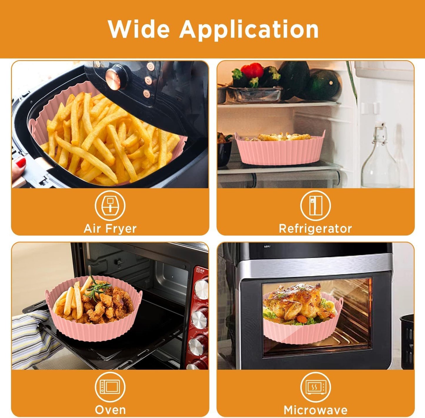 Silicone Air Fryer Liner Basket, 1 Piece Round Non-stick Silicone Air Fryer Liner Pot,