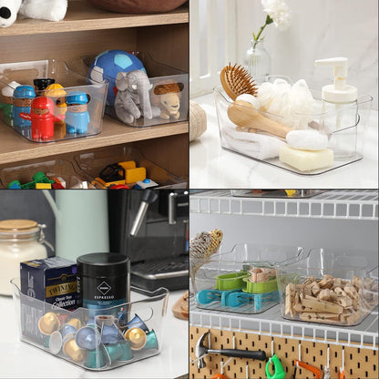 Clear Space Plastic Bins 3 Piece Set-1 Large, 1 Medium, 1 Small-Perfect Kitchen Organization or Pantry Storage – Fridge Organizer, Cabinet Organizers, Storage Bins,, Pantry Organizer, Clear Storage Containers