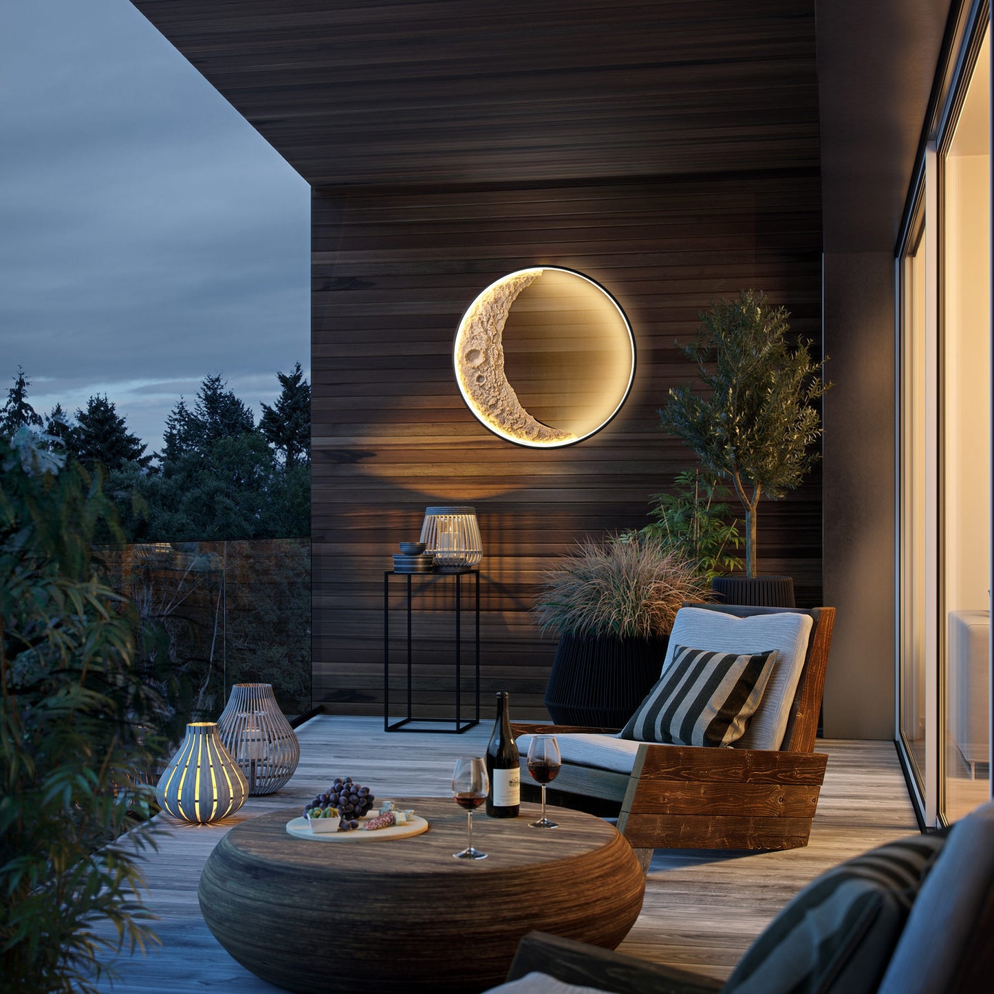 EP LIGHT Indoor Outdoor 3D Moon Wall Lamp Waterproof Moon Wall lights for Garen Patio Yard