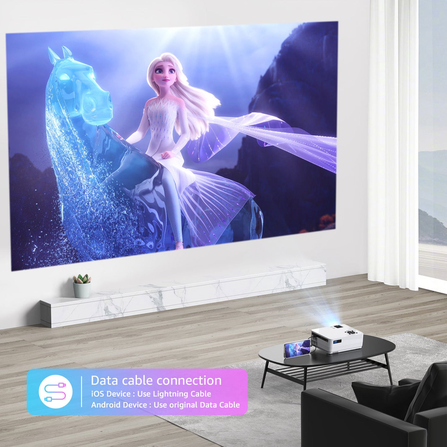 Native 1080P 5G WiFi Bluetooth Projector, 15000LM Full HD Movie Projector, 300&quot; Display for Outdoor Movies Support 4k Home Theater, Compatible with iOS/Android/PC/XBox/PS4/TV