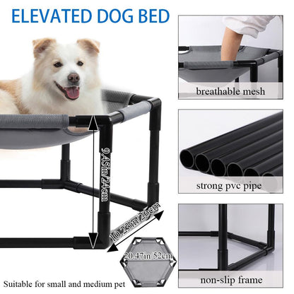 Elevated Dog Bed for Small Dogs, Raised Cooling Pet Cot with Breathable Mesh for Indoor and Outdoor Use, Gray