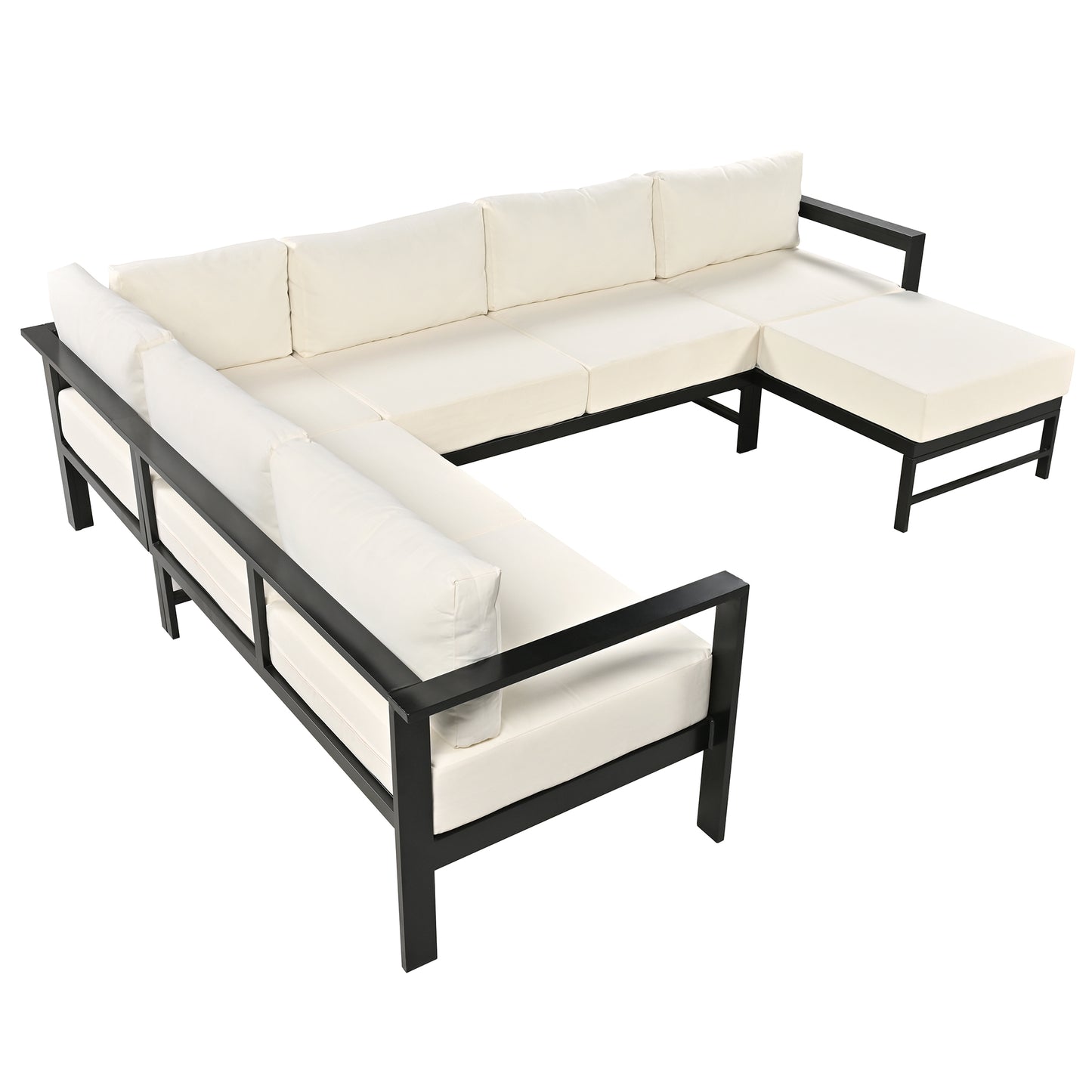 U-shaped multi-person outdoor sofa set, suitable for gardens, backyards, and balconies.