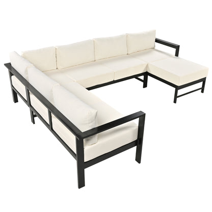 U-shaped multi-person outdoor sofa set, suitable for gardens, backyards, and balconies.