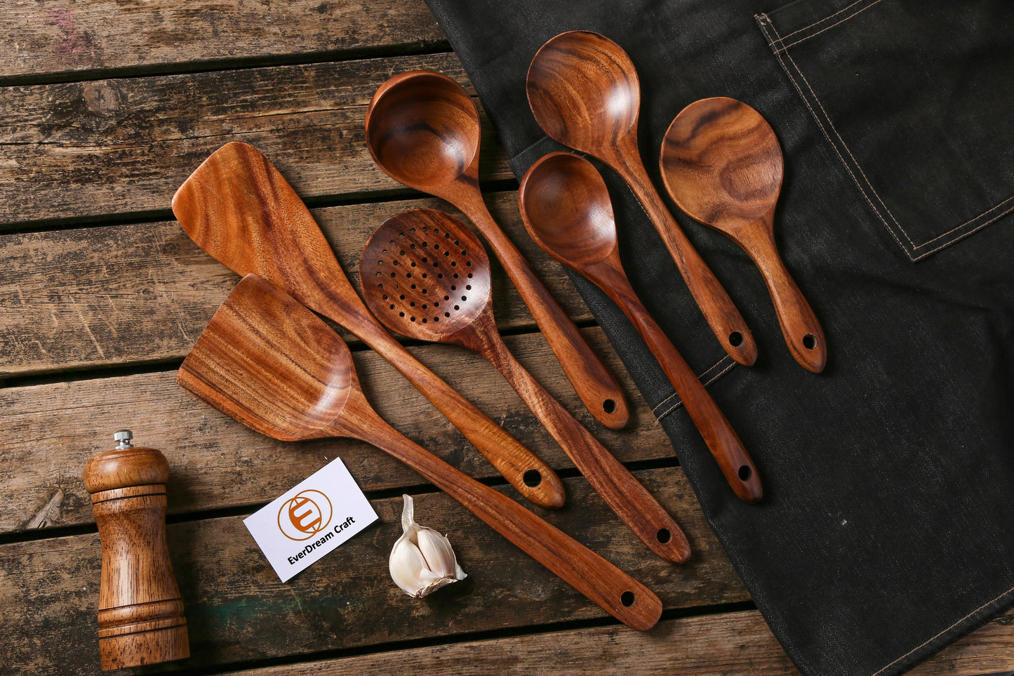 Classic Seven-Piece Wooden Kitchen Utensil Set