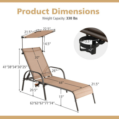 Patio Heavy-Duty 5-Level Adjustable Chaise Lounge Chair