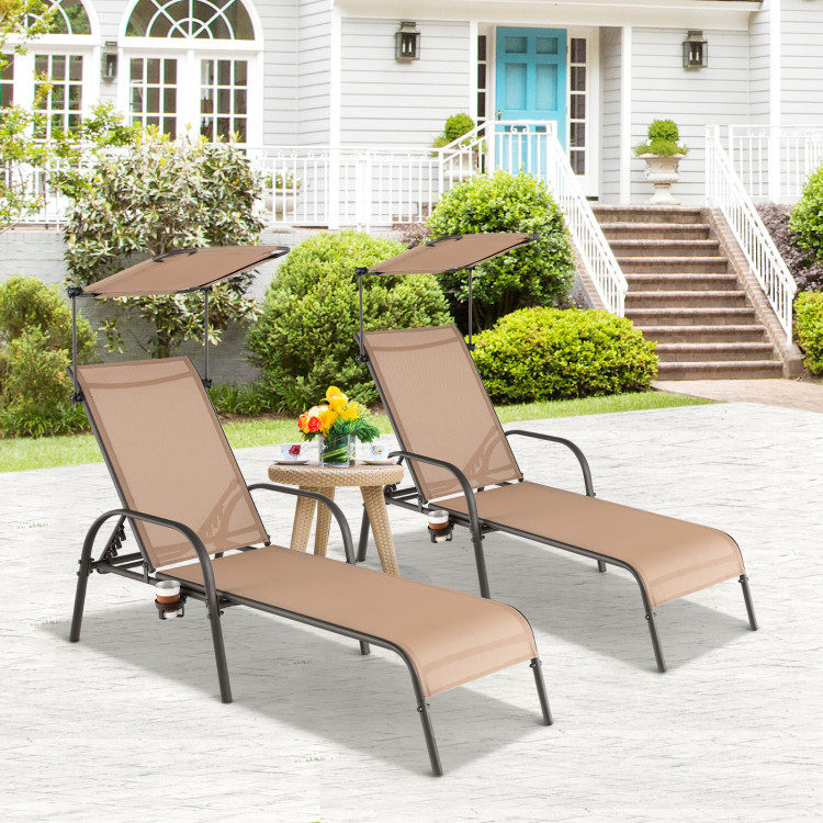 Patio Heavy-Duty 5-Level Adjustable Chaise Lounge Chair