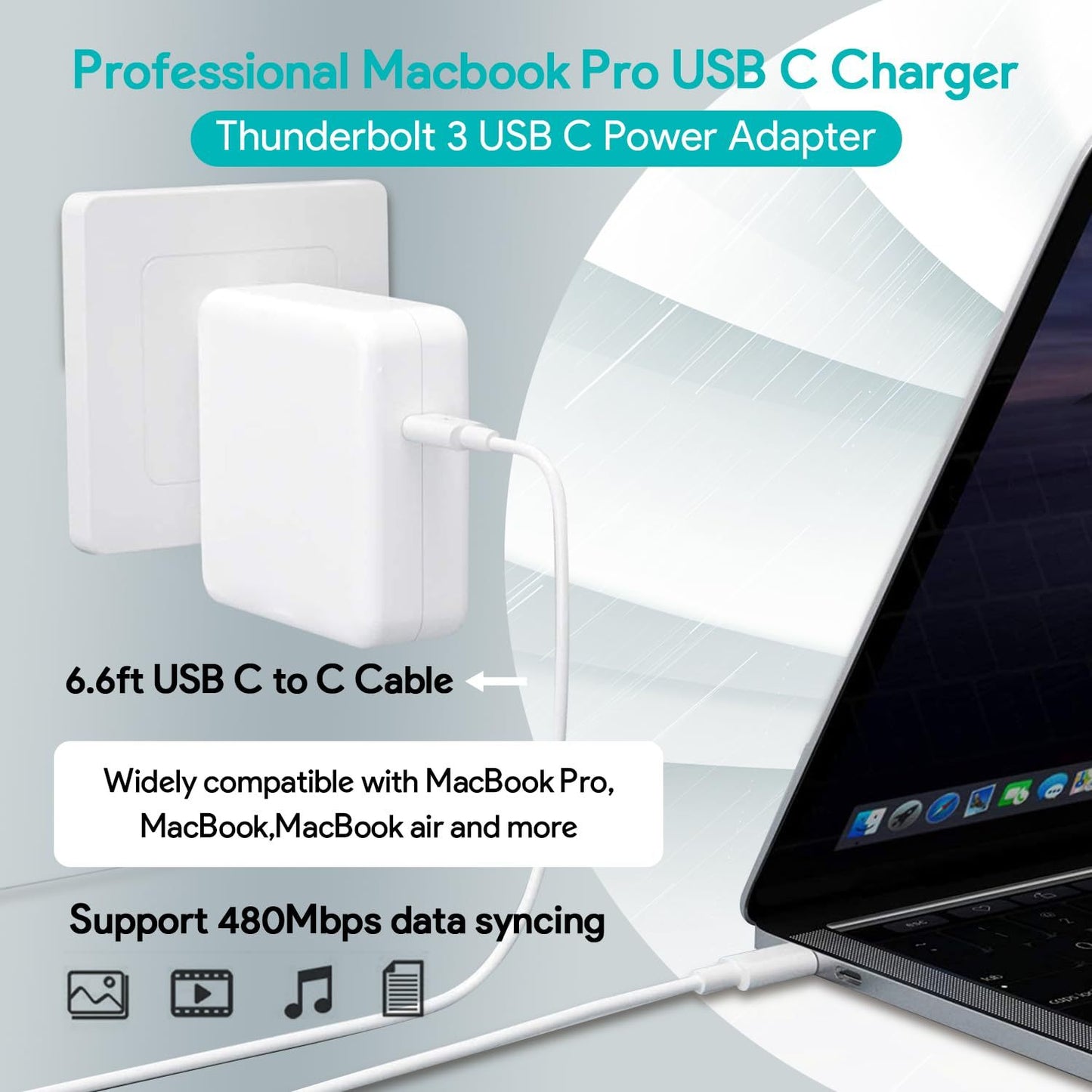 Mac Book Pro Charger - 96W USB C Charger Fast Charger for USB C Port MacBook pro &MacBook Air, ipad Pro,