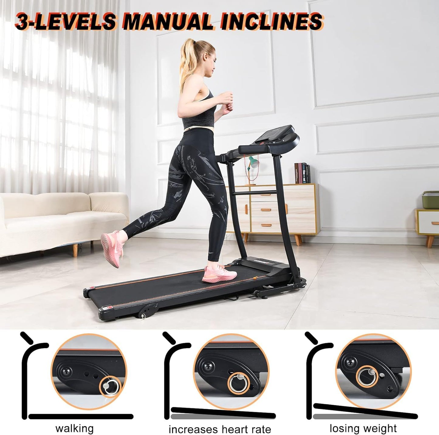 Premium Folding Incline Treadmill , One-Touch Speed Buttons, Shock Absorption, Optional Bluetooth with Exclusive Zwift App