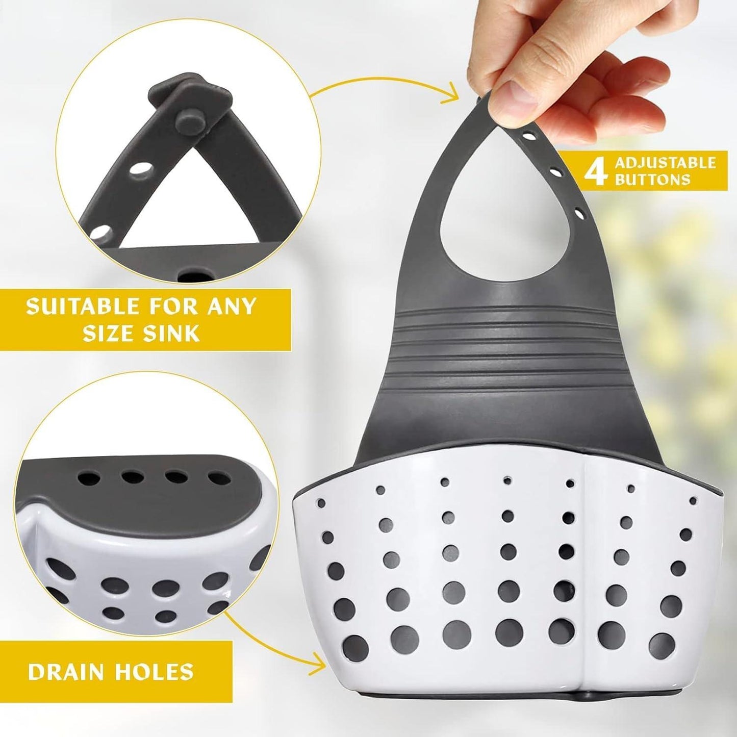 1 Piece Kitchen Sponge Holder, Organizer Sink Hanging Basket, Kitchen Accessories Soap Dishwashing Liquid Draining Basket