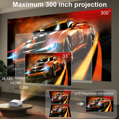 Projector, Full HD 1080P Video Projector With Tripod, Portable Mini Outdoor Movie Projector For iPhone, Home Theater Projector Compatible With HDMI/USB/AV/Smartphone/TV Stick/Laptop