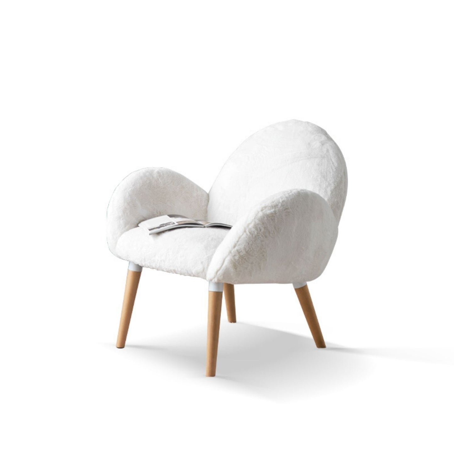 Qokori 100% Solid Beech Wood Chair Frame,Sherpa Chair,Faux Wool White lounge chair,Chairs for Bedrooms Living Room&quot;