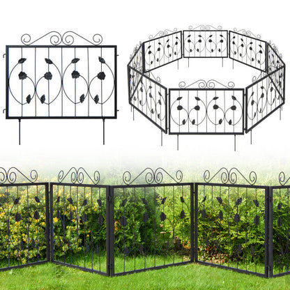 Decorative Garden Fence with 8 Panels Animal Barrier