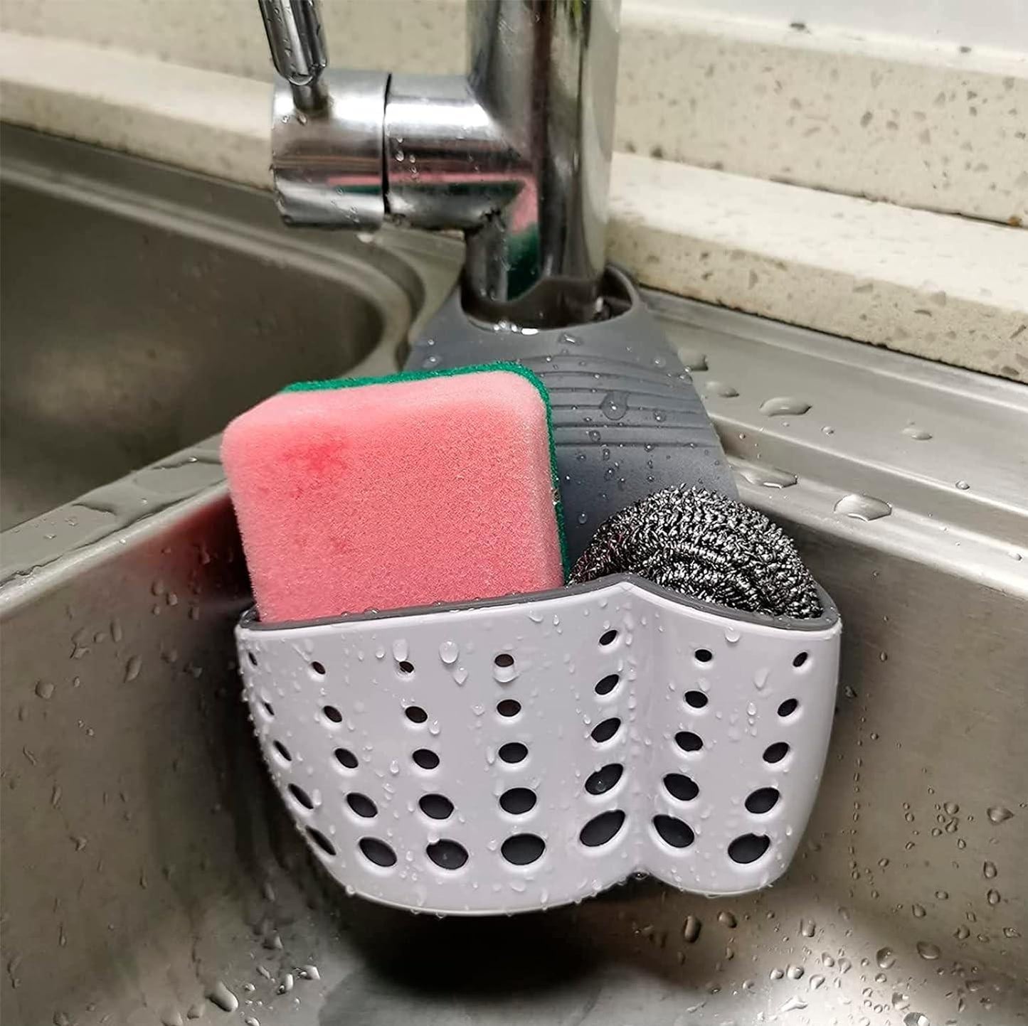 1 Piece Kitchen Sponge Holder, Organizer Sink Hanging Basket, Kitchen Accessories Soap Dishwashing Liquid Draining Basket