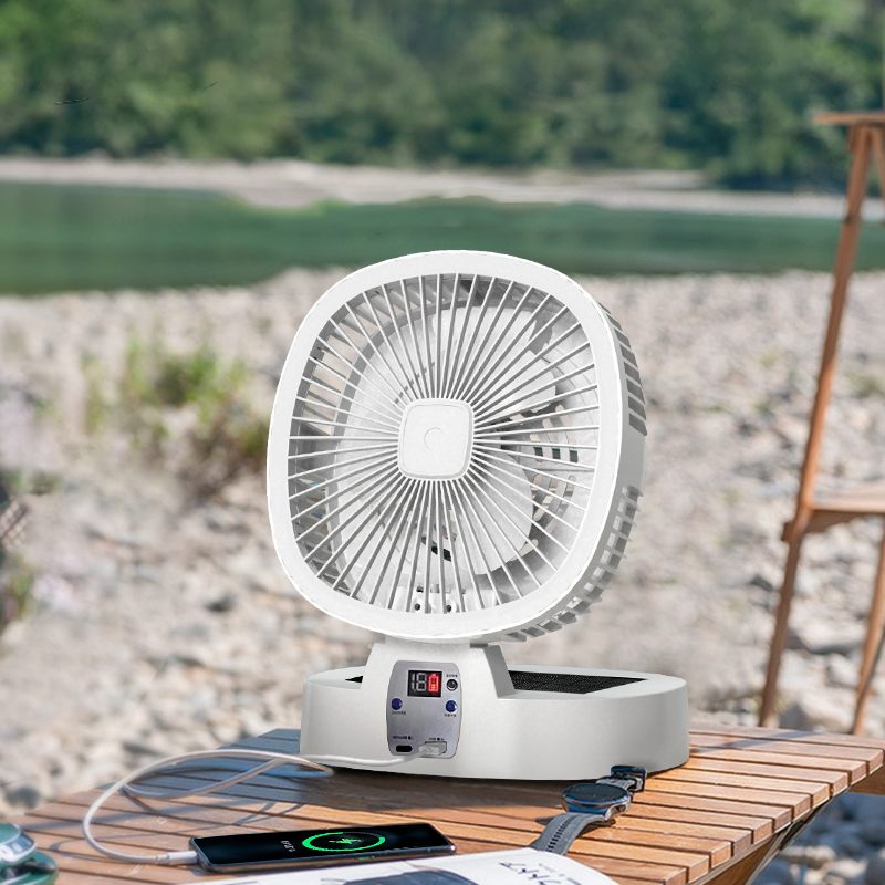 Solar Power Portable Fan Outdoor Fan with LED Lights