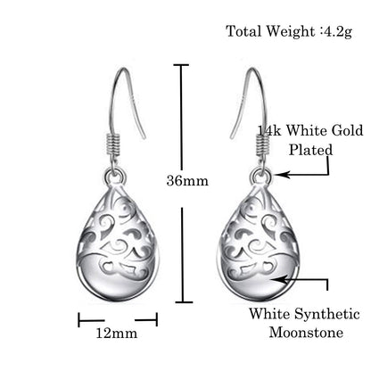 Emma Manor 14k White Gold Plated Created Moonstone Life Tree Jewelry Set