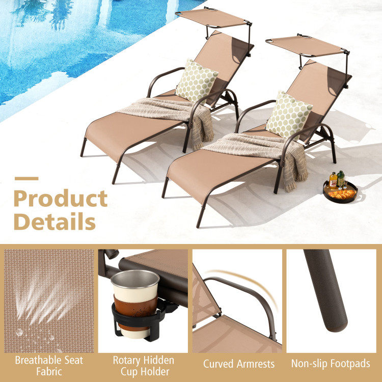 Patio Heavy-Duty 5-Level Adjustable Chaise Lounge Chair