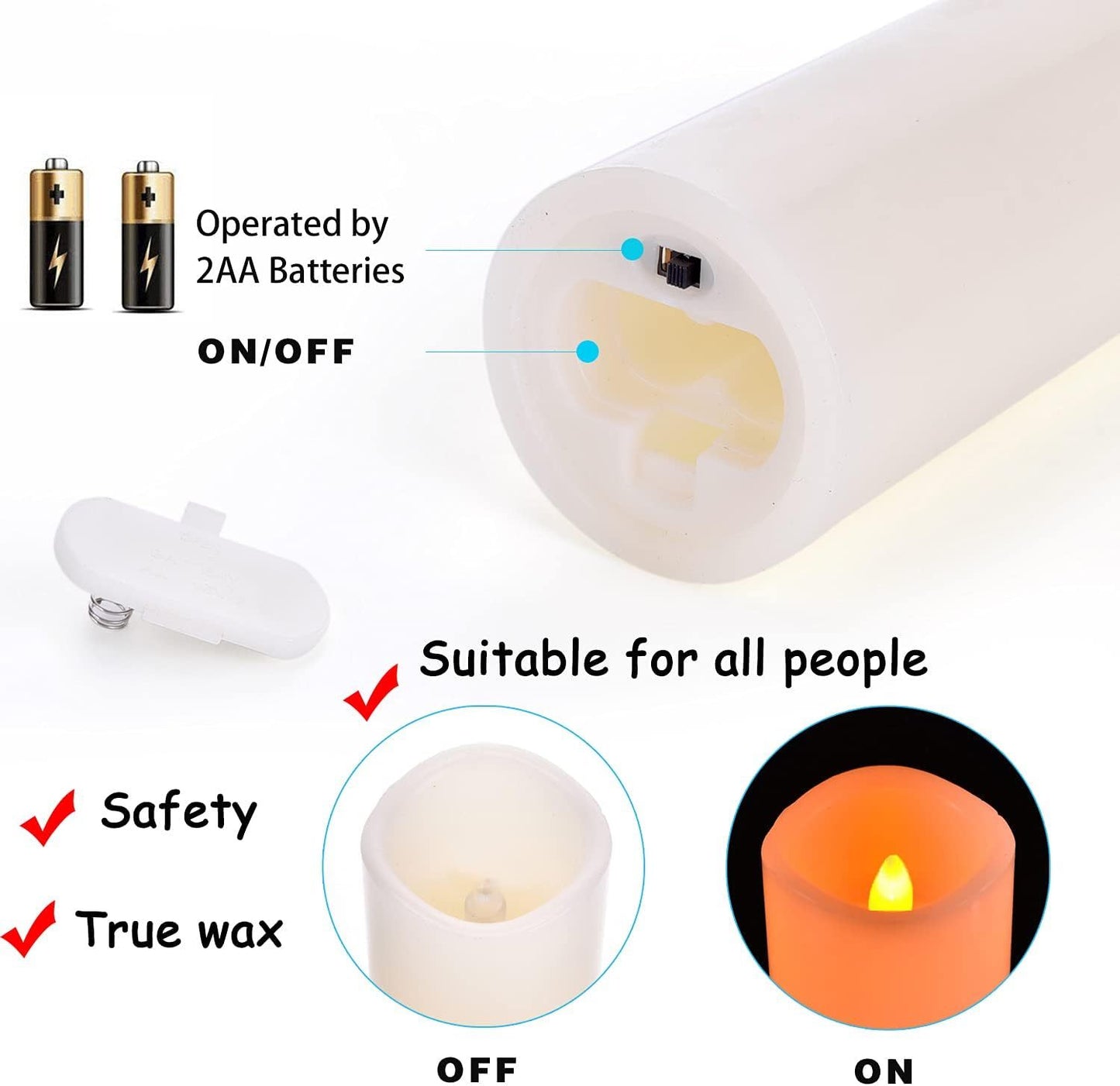 ED Candles Flameless Candles  Set of 9 Real Wax Pillar Flickering Battery Candles With10-key Remote Control Timer 300 Hours