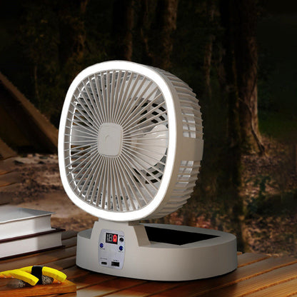 Solar Power Portable Fan Outdoor Fan with LED Lights