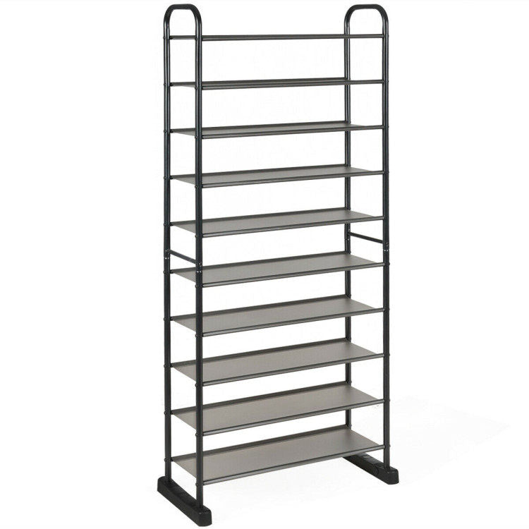 10-Tier Free-Standing Metal Frame Shoe Rack